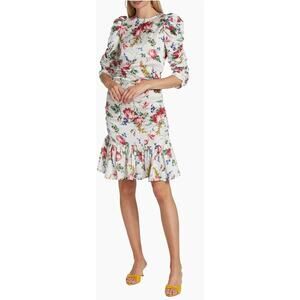 NWT byTiMo Bubble Floral-Printed Satin Ruched Minidress SZ S